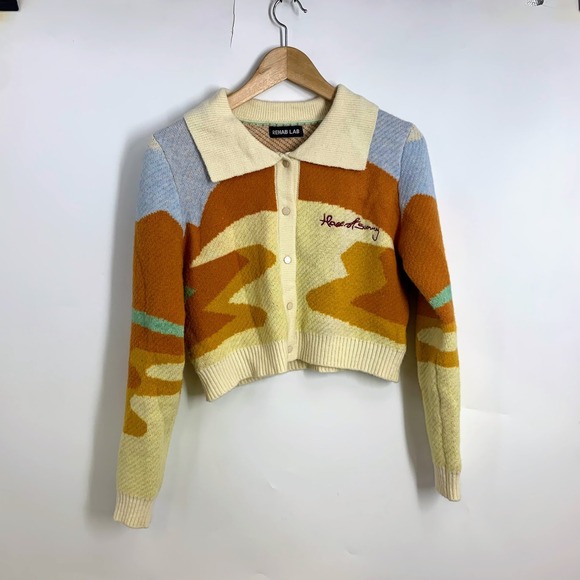 Rehab Lab Sweaters - Rehab Lab House of Sunny Style Landscape Cropped Cardigan Sweater OSFM SIze F
